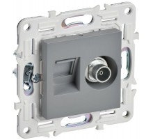 SKANDY Розетка двойная TV+RJ45 кат.6E SK-A15Gr серый  SK-AK20-2-K03  IEK