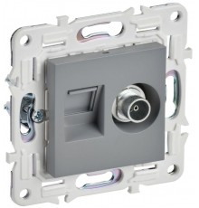 SKANDY Розетка двойная TV+RJ45 кат.5E SK-A14Gr серый  SK-AK20-1-K03  IEK
