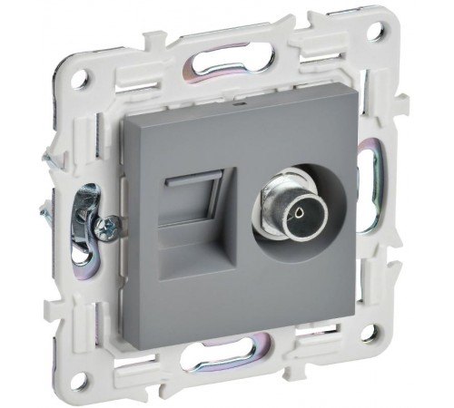 SKANDY Розетка двойная TV+RJ45 кат.6E SK-A15Gr серый  SK-AK20-2-K03  IEK
