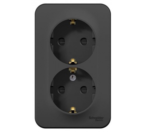 Blanca Антрацит О/У с изолирующей пластиной Розетка 2-ая с заземлением со шторками 16А,250В  BLNRA011216  SE