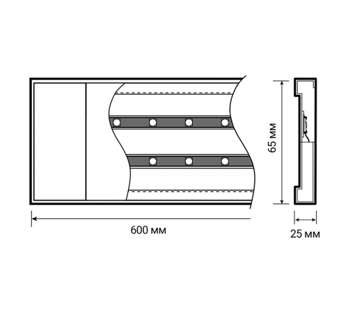Светильник светодиодный линейный  PPO-02  600мм Prisma 18W 6500K IP40 160-260V   .5046399  Jazzway