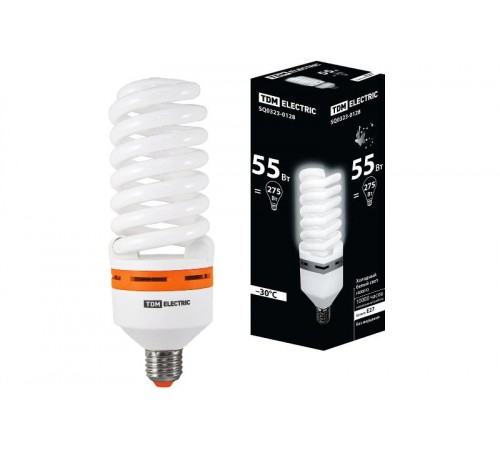 Лампа энергосберегающая КЛЛ  55Вт Е27 840 cпираль FS 73х218мм  SQ0323-0128  TDM