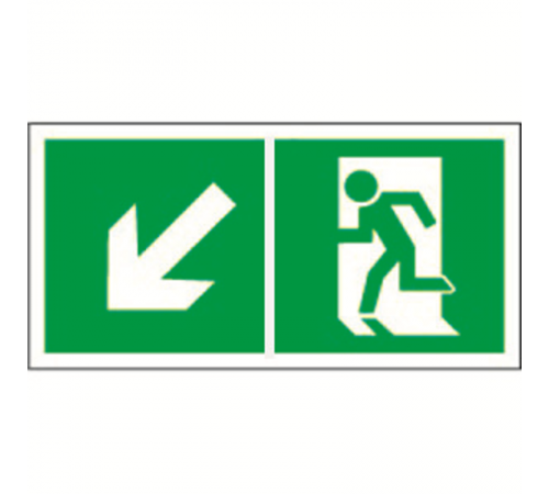 Знак безопасности BL-2915B.E33"Напр. к эвакуационному выходу налево вниз"  a18167  Белый свет