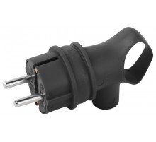 Вилка каучуковая c заземлением 16А IP44 с кольцом угловая черная VX12-B-IP44   Б0069323  ЭРА