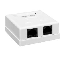 Розетка настенная TERACOM PRO Cat.6 неэкранированная 2 порта RJ-45 Dual IDC белая  TRP-WBOX-2RJ45-6UTP-WH  EKF