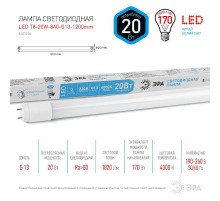 Лампа светодиодная  STD LED T8-20W-840-G13-1200mm G13 20 Вт поворотный трубка стекло нейтральный белый свет  Б0062407  ЭРА
