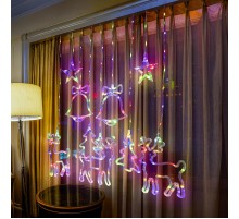 Гирлянда занавес ЕGNIG - NY Новый год, мультиколор, 2,4 м* 1,1 м, 220 V, 8 реж, длина провода 3м, 171 LED, IP20  Б0055998  ЭРА