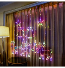 Гирлянда занавес ЕGNIG - NY Новый год, мультиколор, 2,4 м* 1,1 м, 220 V, 8 реж, длина провода 3м, 171 LED, IP20  Б0055998  ЭРА