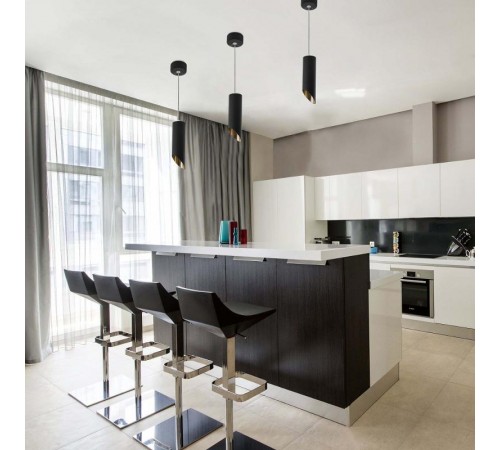 Светильник потолочный на подвесе MR16 35W 230V, черный, золото, D55*H300 ML1838  48045  FERON