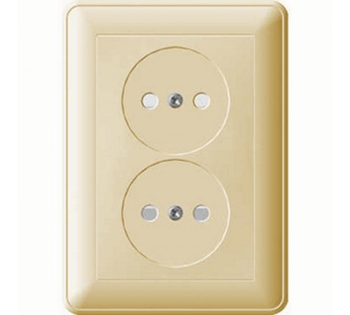 W59 Слоновая кость Розетка 2-ая без заземления со шторками, (в сборе)  RS16-254-28  SE