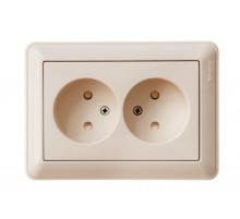 W59 Слоновая кость Розетка 2-ая без заземления со шторками, (в сборе)  RS16-254-28  SE