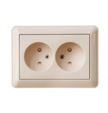W59 Слоновая кость Розетка 2-ая без заземления со шторками, (в сборе)  RS16-254-28  SE