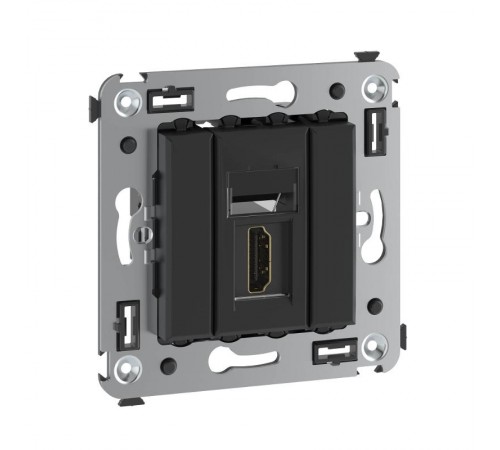 HDMI розетка одинарная в стену, тип А-А, "Avanti", "Черный матовый"  4412253  DKC