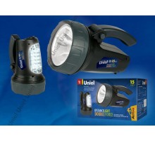 Фонарь прожекторный S-SL017-BA Black Стандарт "Distance lightDouble force". пласт 1W LED + 15 LED, 3,7V, 1000mAh Lithium.ной короб.  06649  Uniel