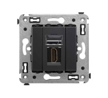 HDMI розетка одинарная в стену, тип А-А, "Avanti", "Черный матовый"  4412253  DKC