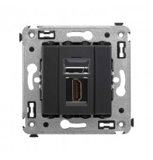 HDMI розетка одинарная в стену, тип А-А, "Avanti", "Черный матовый"  4412253  DKC