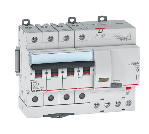 Выключатель автоматический дифференциального тока DX3 6000 4п 63А С 30мА тип AС (7 мод)  411192  Legrand