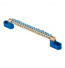 Шина "0" N (6х9мм) 18 отверстий латунь 2 синих угловых изолятора EKF PROxima  sn0-2-63-18  EKF