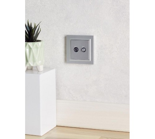 BRITE Розетка двойная TV+SAT РТВ/РСп12-БрА алюминий   BR-AF20-O-K47  IEK