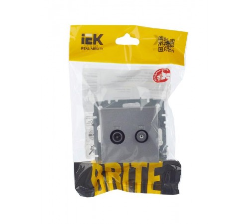 BRITE Розетка двойная TV+SAT РТВ/РСп12-БрА алюминий   BR-AF20-O-K47  IEK
