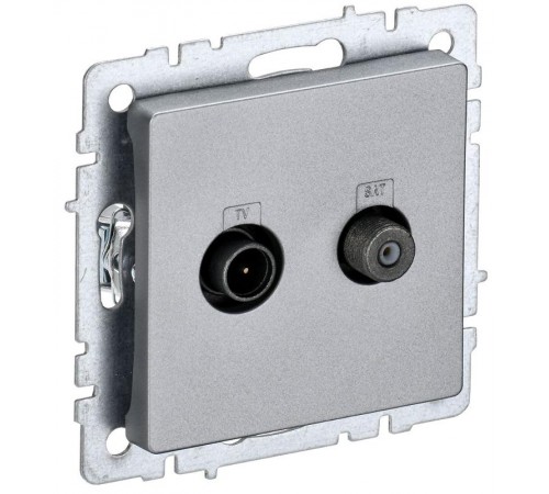 BRITE Розетка двойная TV+SAT РТВ/РСп12-БрА алюминий   BR-AF20-O-K47  IEK