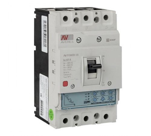 Выключатель автоматический AV POWER-1/3 63А 100kA ETU2.0  AVERES  mccb-13-63H-2.0-av  EKF