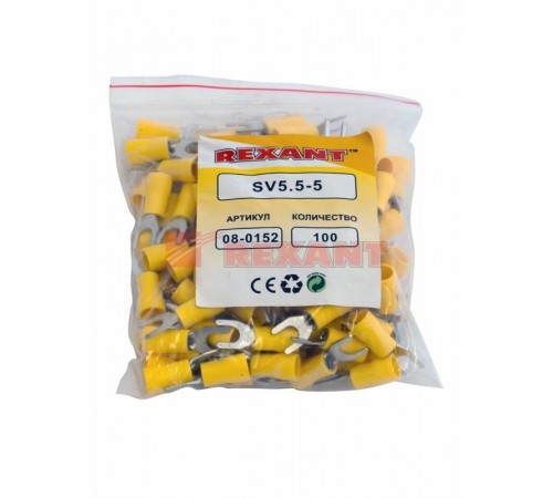 Наконечник вилочный изолированный 5.3 мм 4-6 мм (НВи 6.0-5/НВи 5,5-5) желтый  08-0152  REXANT