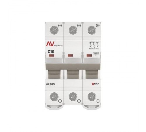 Выключатель автоматический AV-10 DC 3P 10A (C) 10kA  AVERES mcb10-DC-3-10C-av EKF