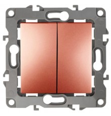 Выключатель двойной 12-1004-14   10АХ-250В, без м.лапок,  медь  Б0019313  ЭРА