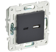 SKANDY Розетка USB A+C 3,1А SK-R14G графит  SK-U22-D31-K53  IEK