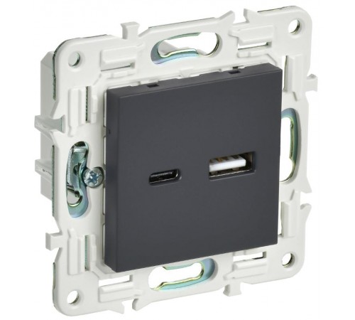 SKANDY Розетка USB A+C 3,1А SK-R14G графит  SK-U22-D31-K53  IEK