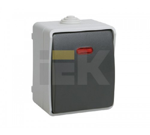 Форс Выключатель 1-клавишный со свет. индикатором О/У IP54 ВС20-1-1-ФСр EVS11-K03-10-54-DC  IEK
