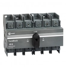 Рубильник 63A 3P реверсивный c рукояткой для прямой установки TwinBlocktb-s-63-3p-revEKFРубильник 63A 3P реверсивный c рукояткой для прямой установк