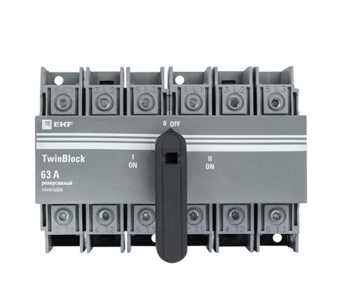 Рубильник 63A 3P реверсивный c рукояткой для прямой установки TwinBlocktb-s-63-3p-revEKFРубильник 63A 3P реверсивный c рукояткой для прямой установк