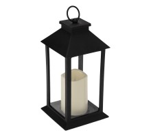 Декоративный фонарь со свечой 14x14x29 см, черный корпус, теплый белый цвет свечения  513-045  NEON-NIGHT