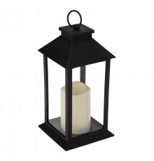 Декоративный фонарь со свечой 14x14x29 см, черный корпус, теплый белый цвет свечения  513-045  NEON-NIGHT
