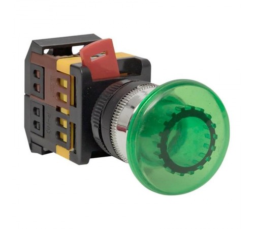 Кнопка AELA-22 "Грибок" зеленая с подсветкой NO+NC 220В EKF PROxima  pbn-aela-1g-220  EKF