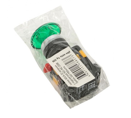 Кнопка AELA-22 "Грибок" зеленая с подсветкой NO+NC 220В EKF PROxima  pbn-aela-1g-220  EKF