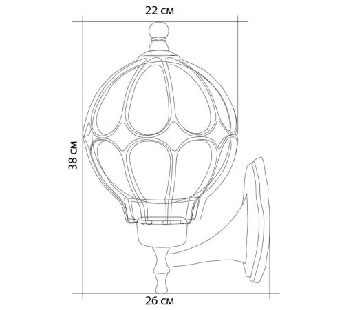 Светильник садово-парковый PL3801 60W 230V E27 220*260*380мм черное золото (на стену вверх)  11350  FERON