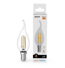 Лампа светодиодная   Filament Elementary Свеча на ветру 12W 730lm 2700К Е14 LED 1/10/100  42112  Gauss