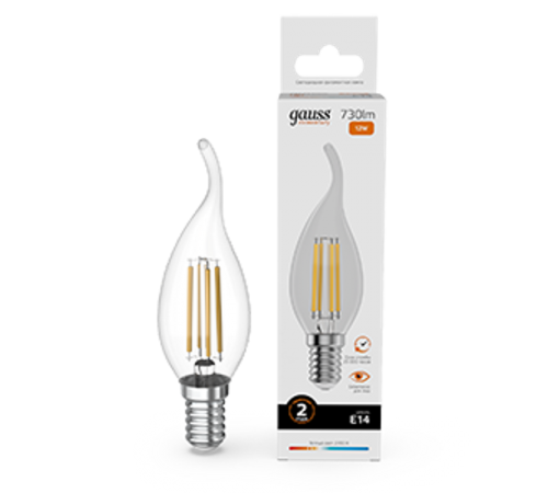 Лампа светодиодная   Filament Elementary Свеча на ветру 12W 730lm 2700К Е14 LED 1/10/100  42112  Gauss
