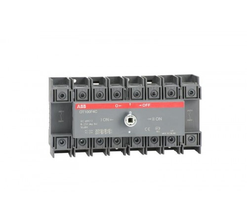 Реверсивный рубильник OT100F4C до 100А 4-полюсный для установки на DIN-рейку или монтажную плату (без ручки)  1SCA105019R1001  ABB