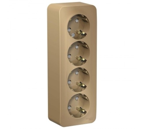 Blanca Титан О/У с изолирующей пластиной Титан Розетка 4-ая с заземлением со шторками 16А, 250В  BLNRA011414  SE