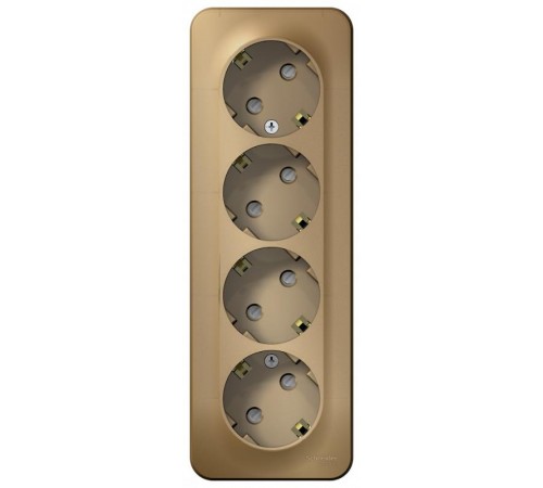 Blanca Титан О/У с изолирующей пластиной Титан Розетка 4-ая с заземлением со шторками 16А, 250В  BLNRA011414  SE