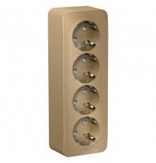 Blanca Титан О/У с изолирующей пластиной Титан Розетка 4-ая с заземлением со шторками 16А, 250В  BLNRA011414  SE