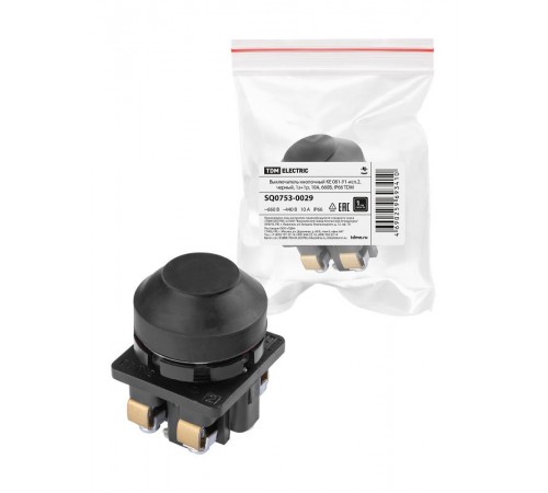 Выключатель кнопочный КЕ 081-У1-исп.2, черный, 1з+1р, 10A, 660B, IP66  SQ0753-0029  TDM