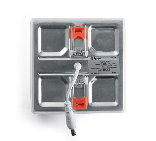 Светильник встраиваемый светодиодный с регулир монтажным диам. (до 205мм) 26W, 4000K ,2600Lm, белый, AL514 с др-ром в/компл  41572  FERON