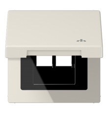 Накладка и крышка для двойных UAE розеток с символом "сеть"; термопласт; слоновая кость  LS990BFKLLAN  Jung