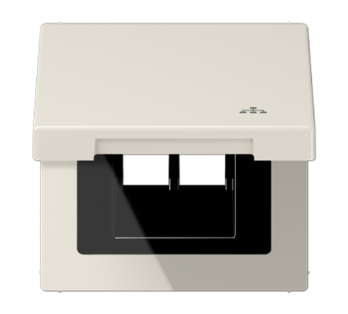 Накладка и крышка для двойных UAE розеток с символом "сеть"; термопласт; слоновая кость  LS990BFKLLAN  Jung