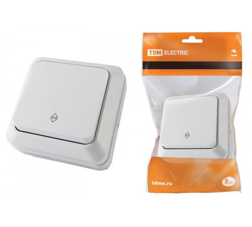 Переключатель на 2 направления 1-кл. открытой установки IP20 10А, белый "Ладога"   SQ1801-0005  TDM